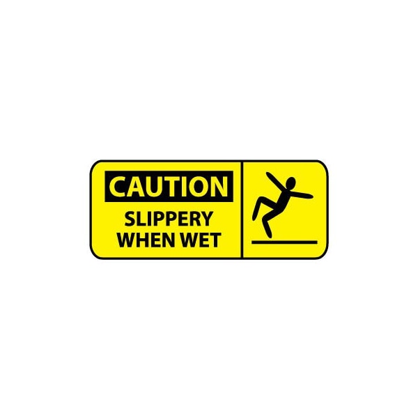 National Marker Co Pictorial OSHA Sign - Plastic - Caution Slippery When Wet SA143R - main